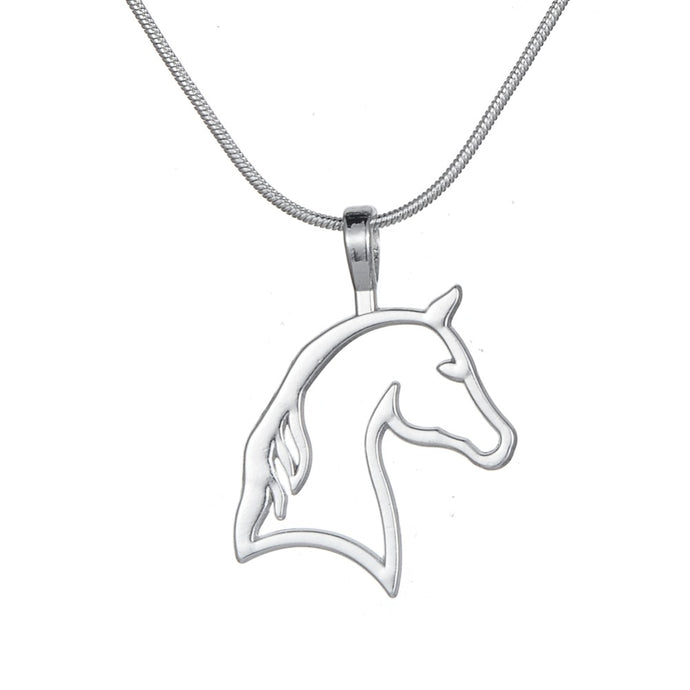 my shape Silver Plated Cut Horse Head Necklaces Best for Cowgirl Teen Girls Equestrian Birthday Gift Jewelry for Horse Lovers - 64 Corp