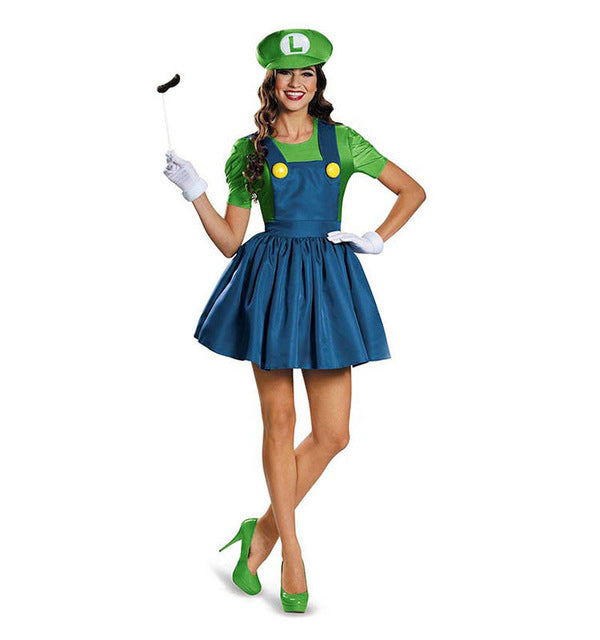 Halloween Super Mario Luigi Bros Costume Women Sexy Dress Plumber Cost – Sekhon Family Office
