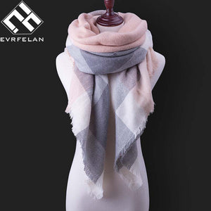 Fashion Winter Scarf For Women Scarf Cashmere Warm Plaid Pashmina Scarf Luxury Brand Blanket Wraps Female Scarves And Shawls - 64 Corp