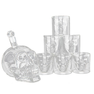 Skeleton Shaped Glass Cup Drinking Glassware Drinkware Whiskey and Liquor Decanter Gift Set 6 Double Walled Glasses