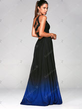 Rhinestone Sleeveless One-Shoulder Ombre Prom Dress - 64 Corp