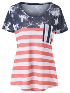 American Flag Simple Tee with Pocket - Red - 64 Corp