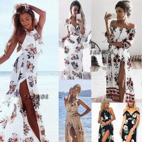 Maxi Long Summer Print Beach Dress - 64 Corp
