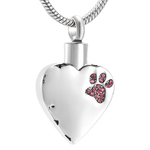 No Longer by My Side but Forever in My Heart Cremation Jewelry for Ashes Stainless Steel Pet Paw Keepsake Memorial Urn Necklace