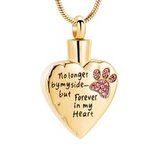 No Longer by My Side but Forever in My Heart Cremation Jewelry for Ashes Stainless Steel Pet Paw Keepsake Memorial Urn Necklace