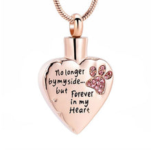 No Longer by My Side but Forever in My Heart Cremation Jewelry for Ashes Stainless Steel Pet Paw Keepsake Memorial Urn Necklace