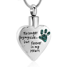 No Longer by My Side but Forever in My Heart Cremation Jewelry for Ashes Stainless Steel Pet Paw Keepsake Memorial Urn Necklace