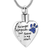 No Longer by My Side but Forever in My Heart Cremation Jewelry for Ashes Stainless Steel Pet Paw Keepsake Memorial Urn Necklace