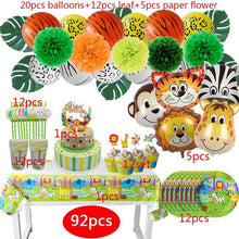 Jungle Animal Party Monkey Lion Foil Balloon Safari Birthday Party Decoration Kids Disposable Tableware Cake Toppers Baby Shower