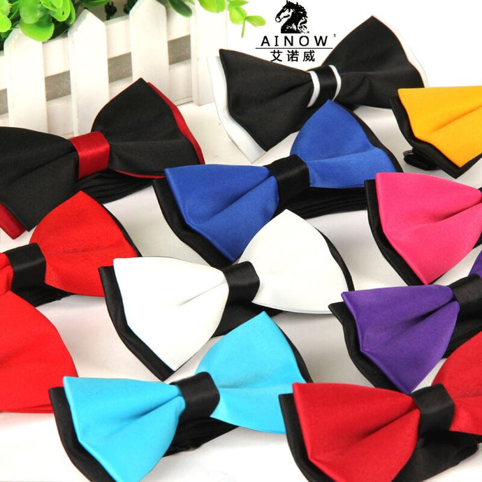 2015 Men's bowtie accesorios patchwor solid color bowknots bowties 12cm * 6cm butterfly bow tie gravatas borboleta lot Wholesale - 64 Corp