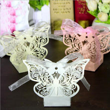 10Pcs/set Butterfly Laser Cut Hollow Carriage Favors Box Gifts Candy Boxes With Ribbon Baby Shower Wedding Event Party Supplies - 64 Corp