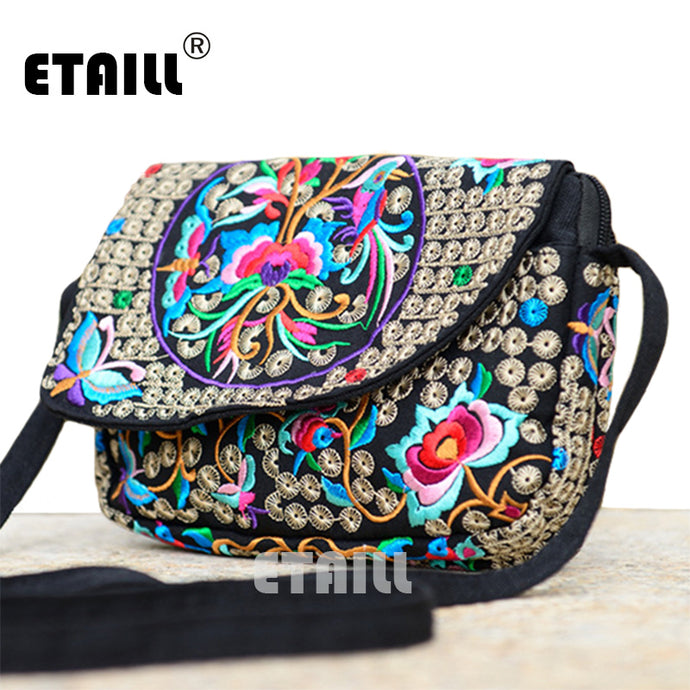 Hot Ethnic Hmong Boho Indian Embroidered Small Shoulder Bag Handmade Fabric Embroidery Crossbody Bags Luxury Brand Messenger Bag - 64 Corp