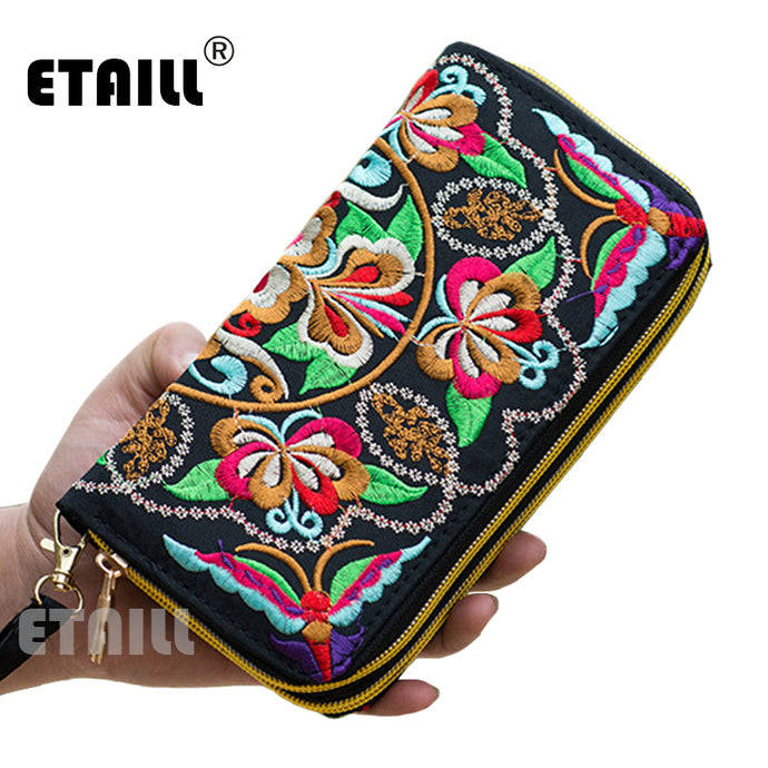 Peacock Thailand Boho Embroidered Purse Female Clutch Long Wallet Coin Bag Lady Mobile Phone Bag Luxury Brand Wallet Woman 2016 - 64 Corp