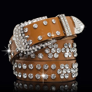 Fashion Women Ladies Rhinestone Belt Faux Leather Cowgirl Style Bling Crystal Wide Waistband Classic 200-281 - 64 Corp