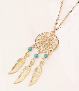 Bohemia Vintage Silver Plated Dreamcatch Feather Pendants Necklace For Women Choker Statement Necklace Fashion Boho Jewelry - 64 Corp