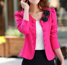 2017 Autumn Long Sleeve Double Breasted Blazer Suit Womens Coat Short Back Bow Blazers Flower Appliques Formal Office Lady Tops - 64 Corp