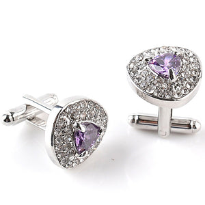Luxury Cufflinks For Mens And Women Zircon Black Purple White Crystal Fashion Brand Cuff Botton High Quality - 64 Corp