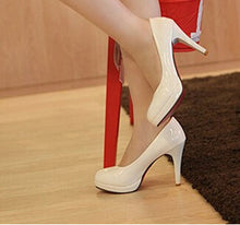 Japanned Leather Platform Round Toe High Heels - 64 Corp