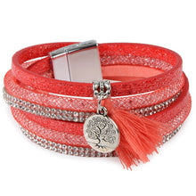 Rhinestone Feather Wide Multilayer Leather Bracelet Magnetic Tassel Bracelet Women Wrap Charm Boho Bohemian Bracelets Bangle Men - 64 Corp