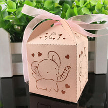 10pcs Elephant Laser Cut Hollow Carriage Favors Box Gifts Candy Boxes With Ribbon Baby Shower Wedding Event Party Supplies - 64 Corp