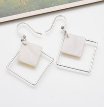 2017 New Minimalist Brief Cool Style Silver Plated Alloy Square White Shell Dangle Fashion Earrings For Women Jewelry Brincos - 64 Corp