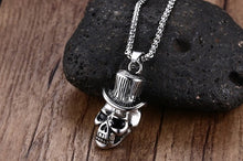 Men's Skull Wind Hat Gentleman Rock & Roll Cowboy Pendant Necklace Stainless Steel Vintage Punk Halloween Jewelry with 24inch - 64 Corp