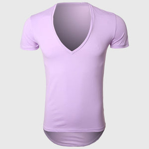 21 Colors Deep V Neck T-Shirt Men Fashion Compression Short Sleeve T Shirt Male Muscle Fitness Tight Summer Top Tees - 64 Corp