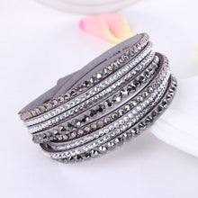 2016 New Leather Bracelet Rhinestone Crystal Bracelet Wrap Multilayer Bracelets for women feminino pulseras mulher Jewelry - 64 Corp