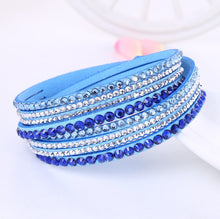 2016 New Leather Bracelet Rhinestone Crystal Bracelet Wrap Multilayer Bracelets for women feminino pulseras mulher Jewelry - 64 Corp