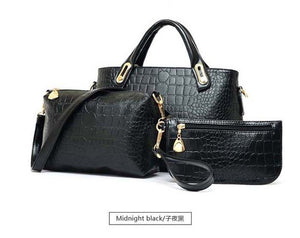 big bag bolsas femininas new minimalist luxury crocodile pattern fashion women handbag  PU Leather bag 3 pieces - 64 Corp