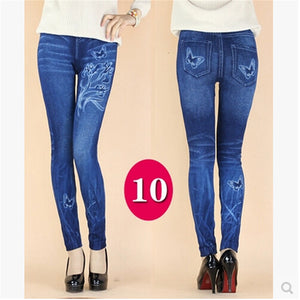 Imitation cowboy Leggings Women High waist jeans 2016 Latest Big yards Printing Thin High elastic Jeans Little feet pants  BN692 - 64 Corp