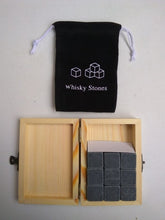 3 colors 9pcs/set Whiskey Stones with wooden box+velvet bag whisky whiskey rocks stones cube stone wooden box free shipping