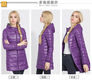 Winter jacket Woman Outerwear Slim Hooded Down Jacket Woman's Warm Down Coat Women Ultra Light Jackets White Duck Down Parkas