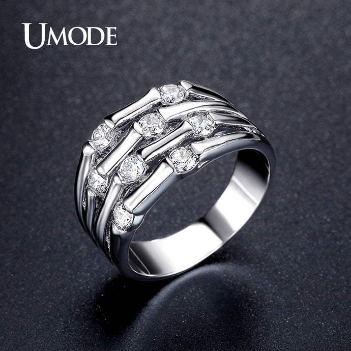 UMODE 2016 New Chic Skeleton Design Rings Rhodium Color Jewelry for Women Bague Femme Aneis Feminino UR0346 - 64 Corp