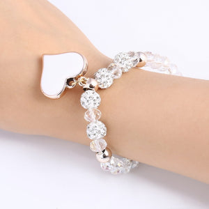 ZOSHI Romantic Vintage Bracelets For Women Heart Pendant Bracelets with crystal Shambhala Beads Fit Pan Bracelets Jewelry - 64 Corp