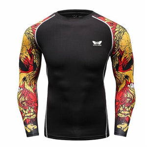 Men Compression Long sleeve Breathable Quick Dry T Shirts Bodybuilding Weight lifting Base Layer Fitness Tight Tops T-shirt - 64 Corp