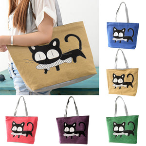 2017 New Special Cartoon Cat Fish Canvas Handbag Preppy School Bag for Girls Women's Handbags Cute Bags LXX9 - 64 Corp