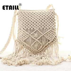 New Bohemian Boho Summer Straw Weave Bag Handmade Pompon Tassel Crochet Knitting Famous Brand Crossbody Bags Casual Shoulder Bag - 64 Corp