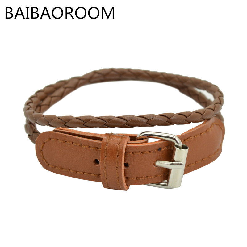 Minimalist Fashion Leather Woven Bracelet Female Multi-layer Winding Bracelets - 64 Corp