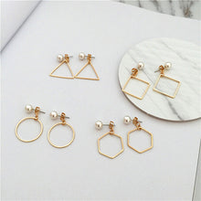 The pendants Square contracted fashion minimalist geometric triangle circle pearl earring eardrop female accessories - 64 Corp
