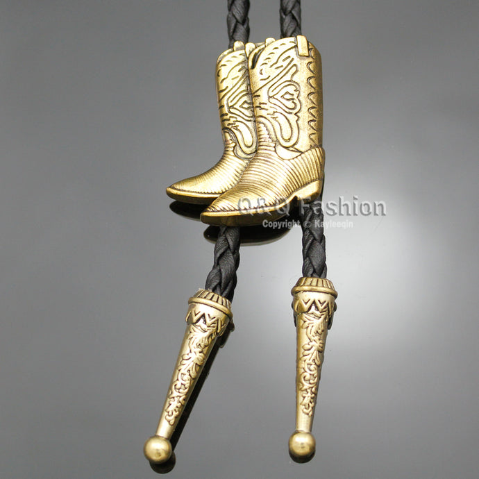 Cowboy Boots Rodeo Country Western Leather Bolo Bola Tie Line Dance Neck Tie Jewelry Necklace Necklace - 64 Corp