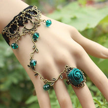 Newest Retro Gothic Women Lace Flower Hand Slave Harness Bracelet Chain Jewelry - 64 Corp