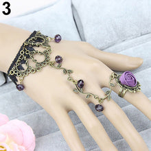 Newest Retro Gothic Women Lace Flower Hand Slave Harness Bracelet Chain Jewelry - 64 Corp