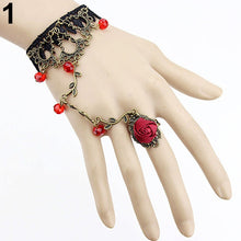 Newest Retro Gothic Women Lace Flower Hand Slave Harness Bracelet Chain Jewelry - 64 Corp