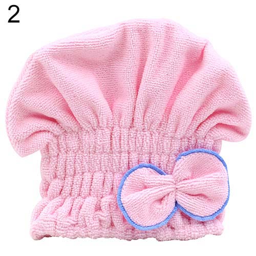 Women's Hair Drying Hat Spa Towel Turban Cap Cute Bowknot Soft Coral Velvet Micro-fiber  7JUM - 64 Corp