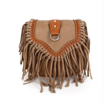 Bohemian bag Boho Free Spirit Tassel Cross Body Purse Retro Hippie Designer Women's Gypsy Fringe Bohemian Shoulder Bag - 64 Corp