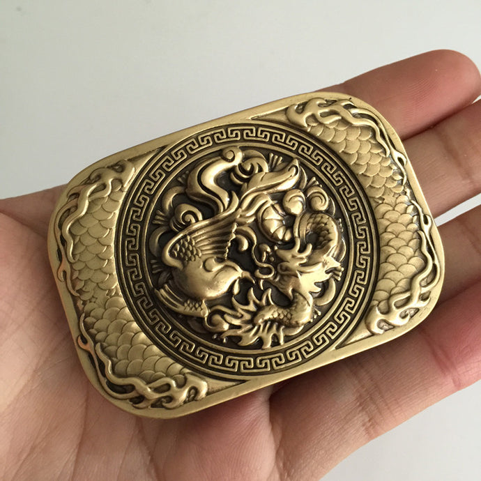 Retail 2017 New High Quality 3D Phoenix Dragon Solid Brass Men belt buckle With 137g Metal Cowboy Belt Head For 4cm Wideth Belt - 64 Corp