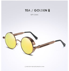 Gold Metal Polarized Sunglasses Gothic Steampunk Sunglasses Mens Womens Fashion Retro Vintage Shield Eyewear Shades 372 Red - 64 Corp