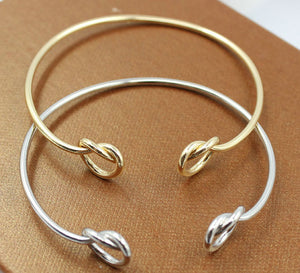 Infinity Love Knotted Open Cuff Bangle Simeple Modern Girls Cute Daily Wear Unique Boho Bracelet Gift - 64 Corp