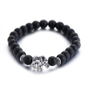 Classic Natural Stone Buddha Charm Bracelet  For Women Chic Silver Color Elephant Beads Bracelets Fashion Men Jewelry - 64 Corp